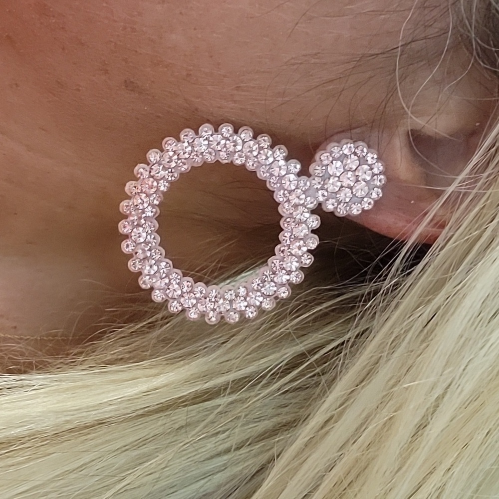 SOFT PINK SPARKLE DROP HOOP ILLUSION EARRINGS